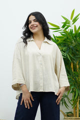 Chemise oversize en Lin Beige