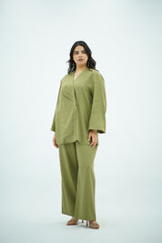Ensemble Croisé en lin Vert olive