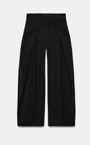 Pantalon Large Noir à Pinces