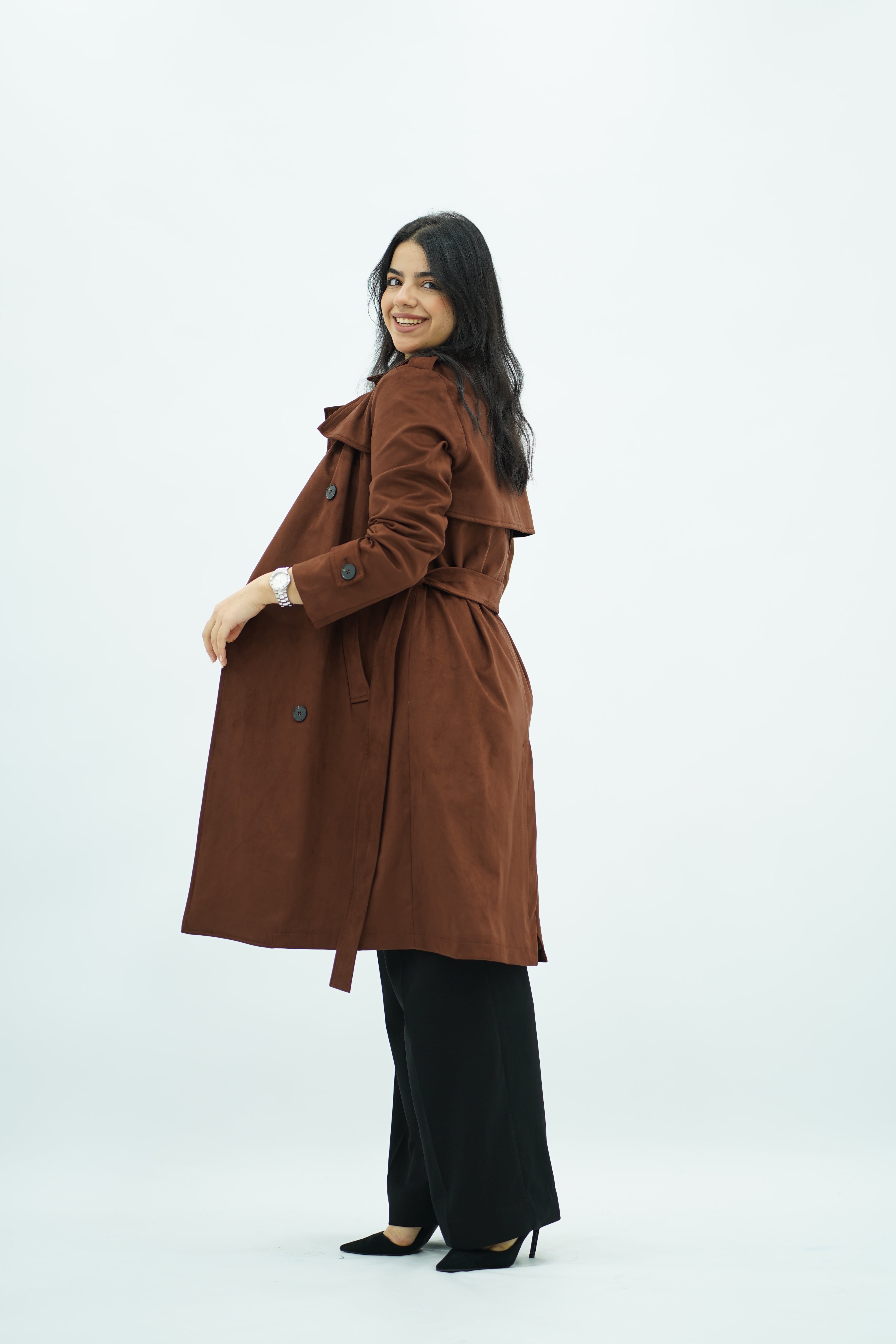Trench Mi-Long en faux daim