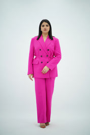 Tailleur Fuchsia Vif Ceinturé