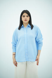 Chemise Bleu ciel rayé - en Popeline
