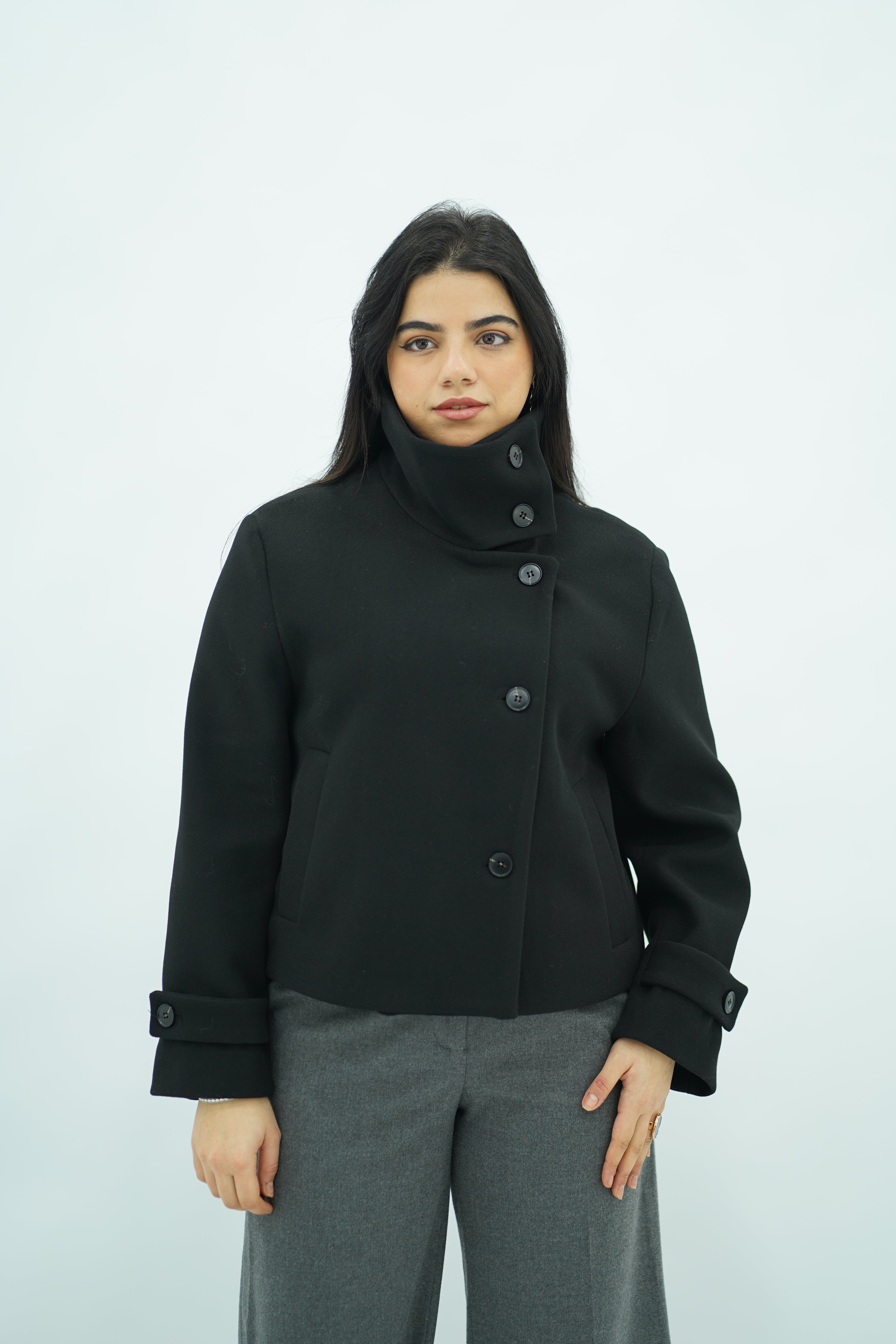 Manteau court col montant