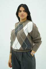 Pull à motifs losanges en maille