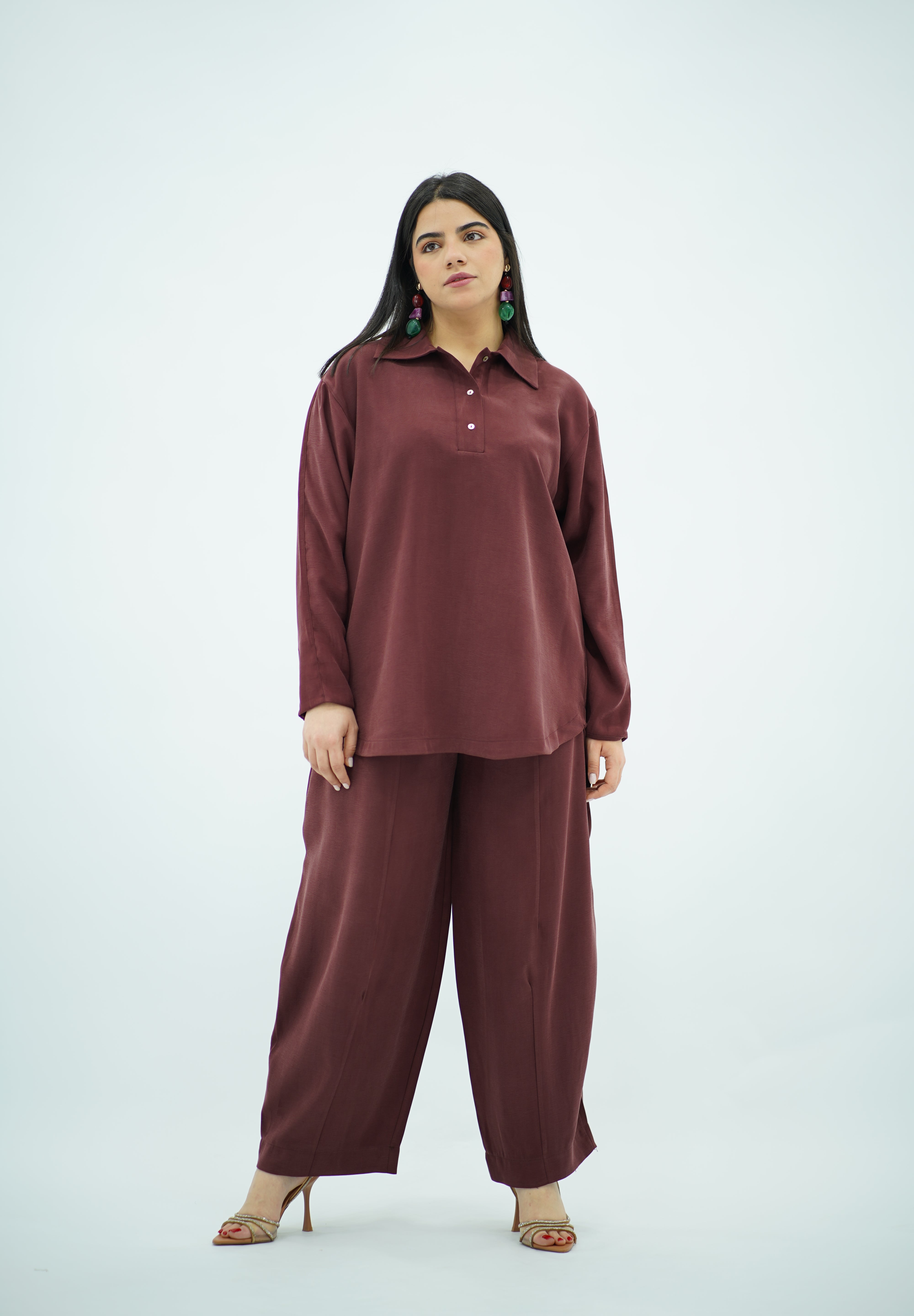 Ensemble Style Ballonné Bordeaux