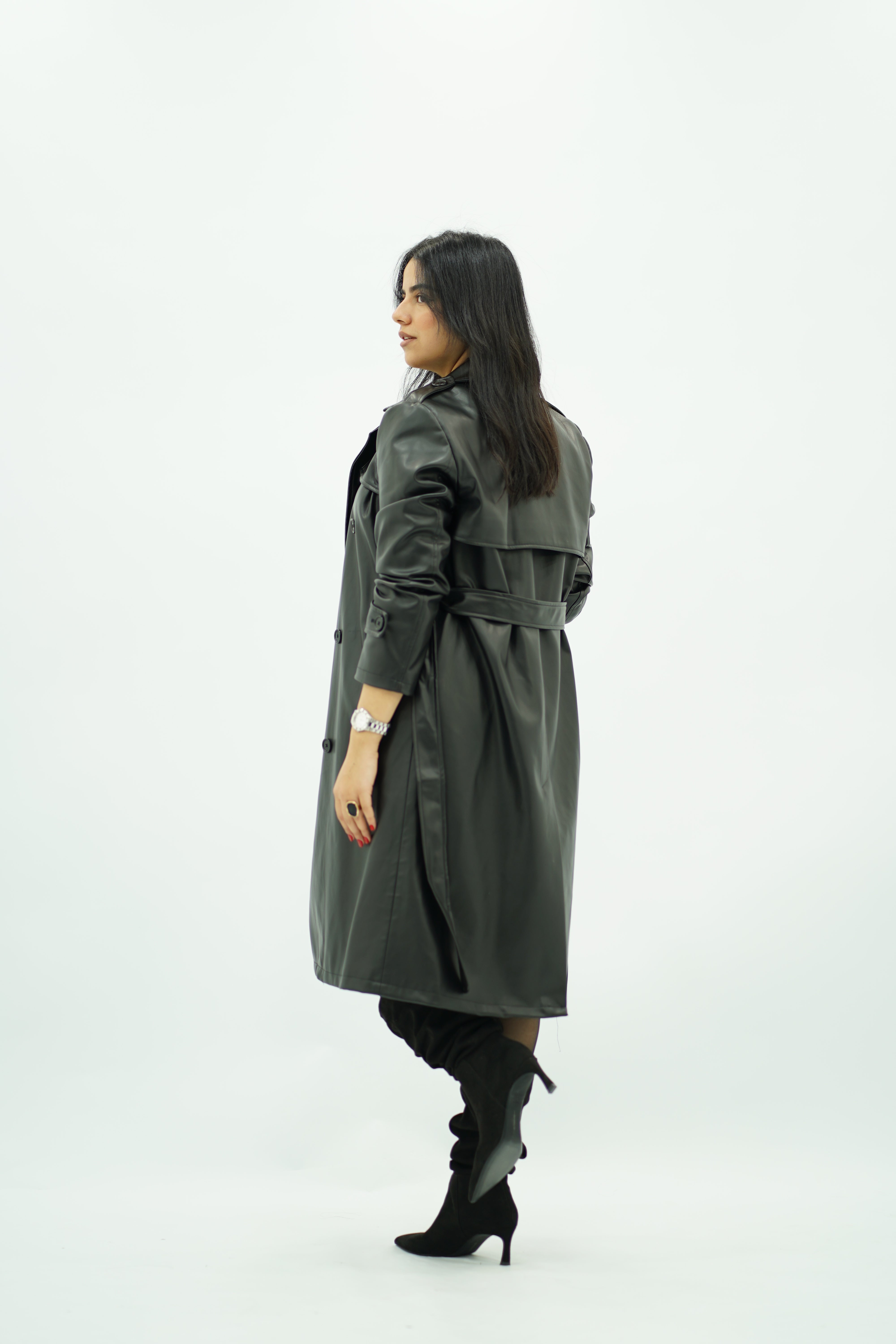 Trench Noir en similicuir