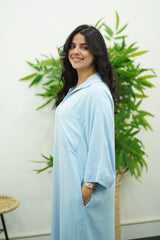 Robe Gandoura décontractée bleu ciel