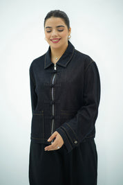 Veste en jean brut à fermeture zippée
