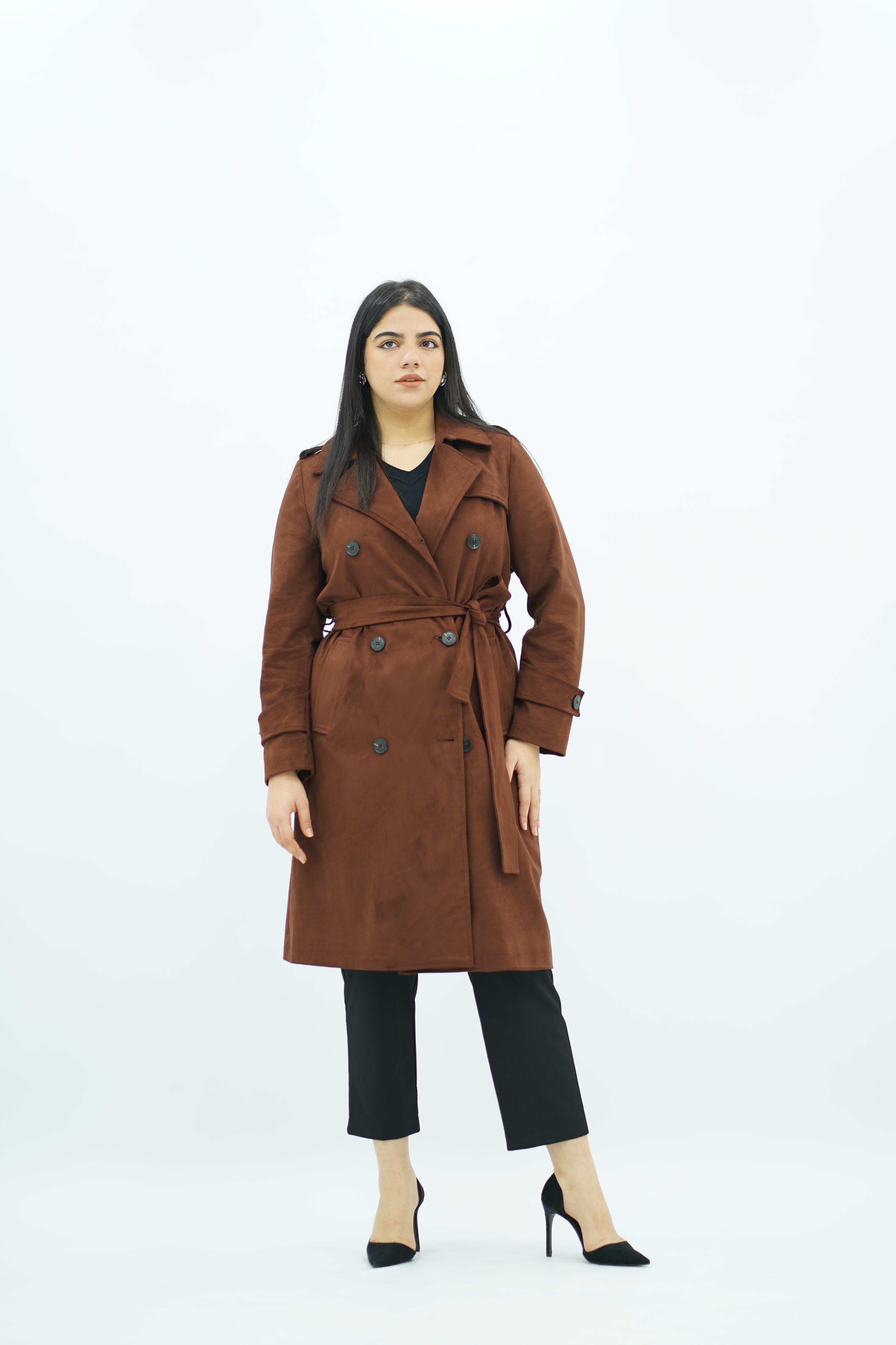 Trench Mi-Long en faux daim