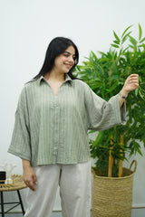 Chemise oversize en Lin Rayé