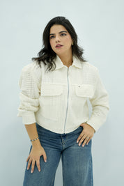 Veste Courte en Tweed Ecru