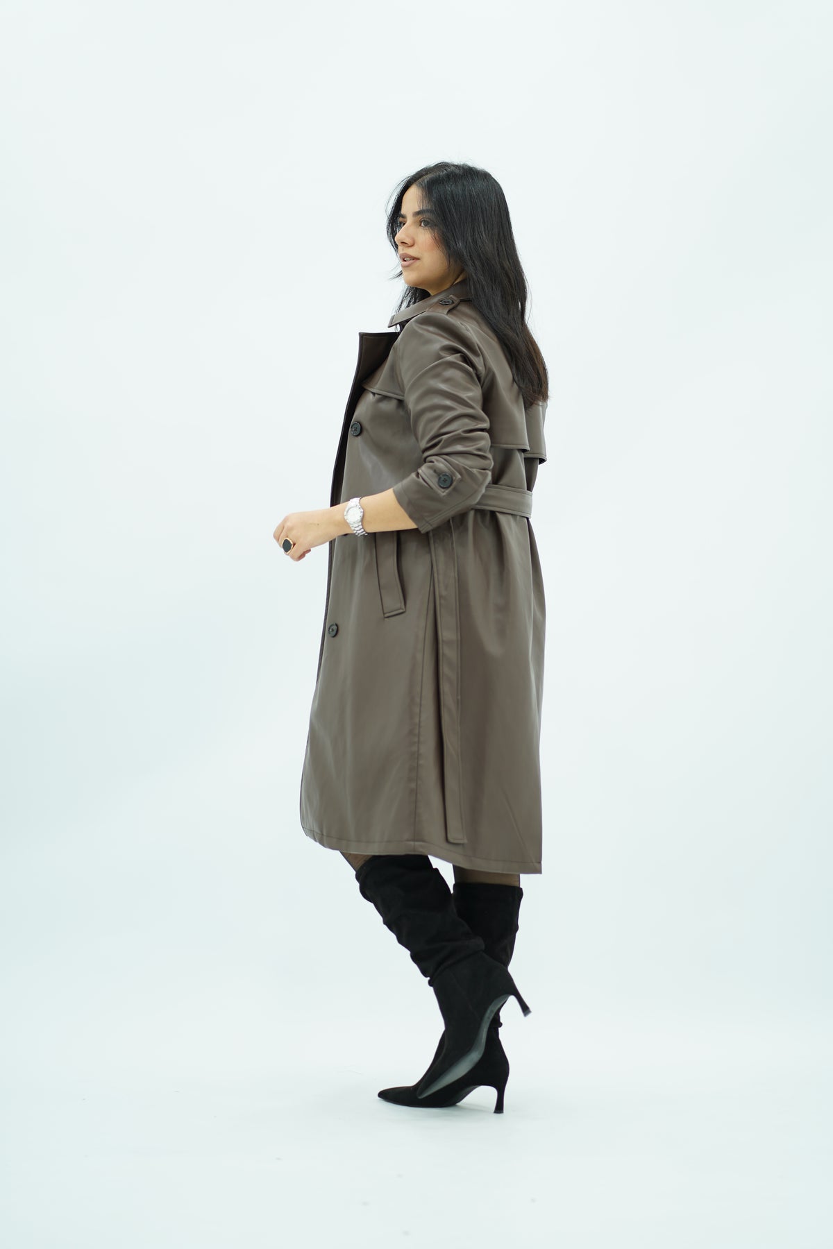 Trench-coat Élégant en Similicuir