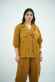 Ensemble Camel fluide effet satiné