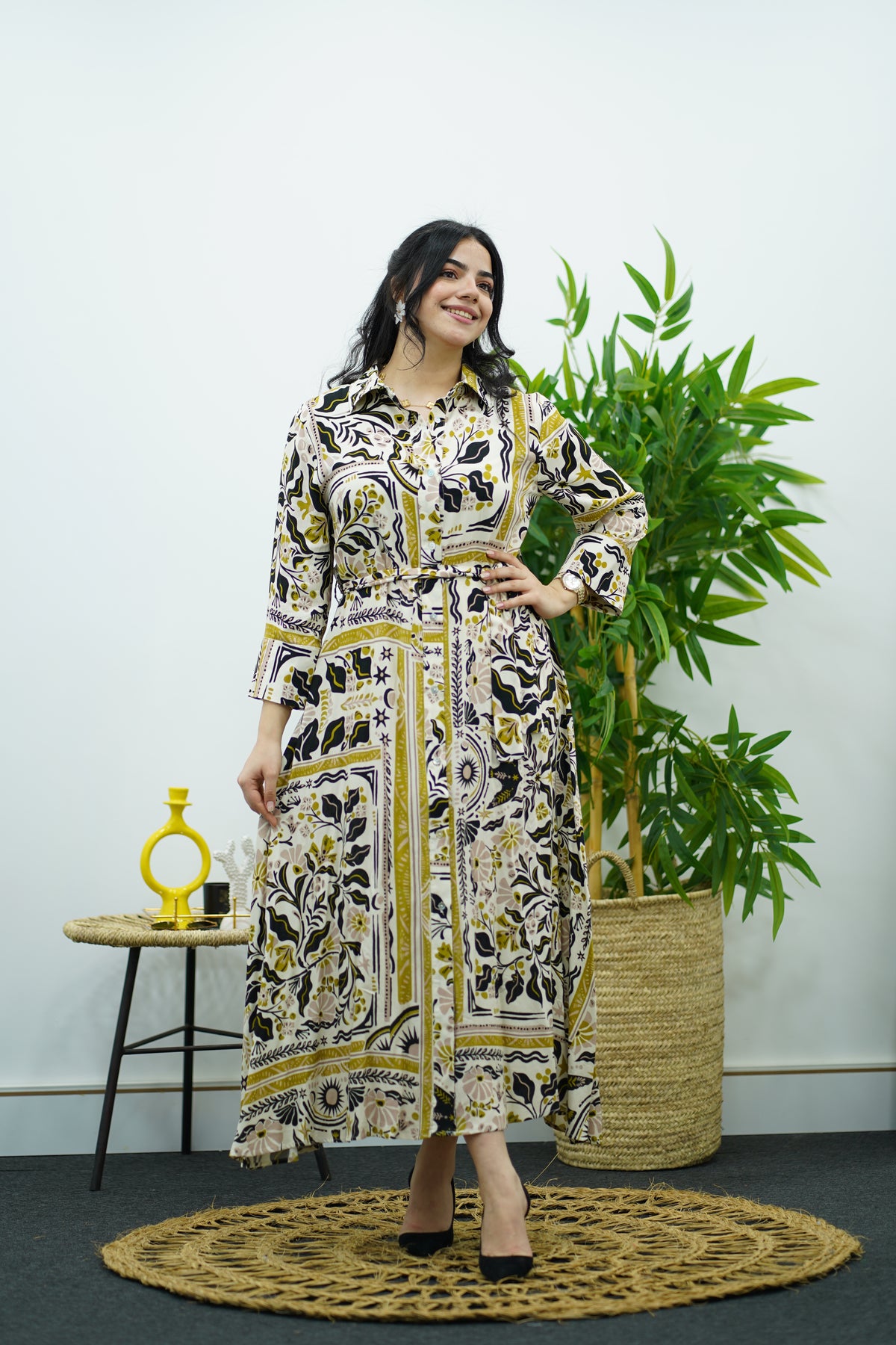 Robe Imprimée avec Ceinture – Chic Intemporel