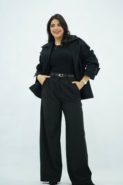 Trench Courte Noir  – Double Boutonnage
