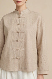 Chemise à Rayures Beige