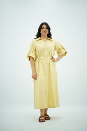 Robe Longue en popeline Jaune