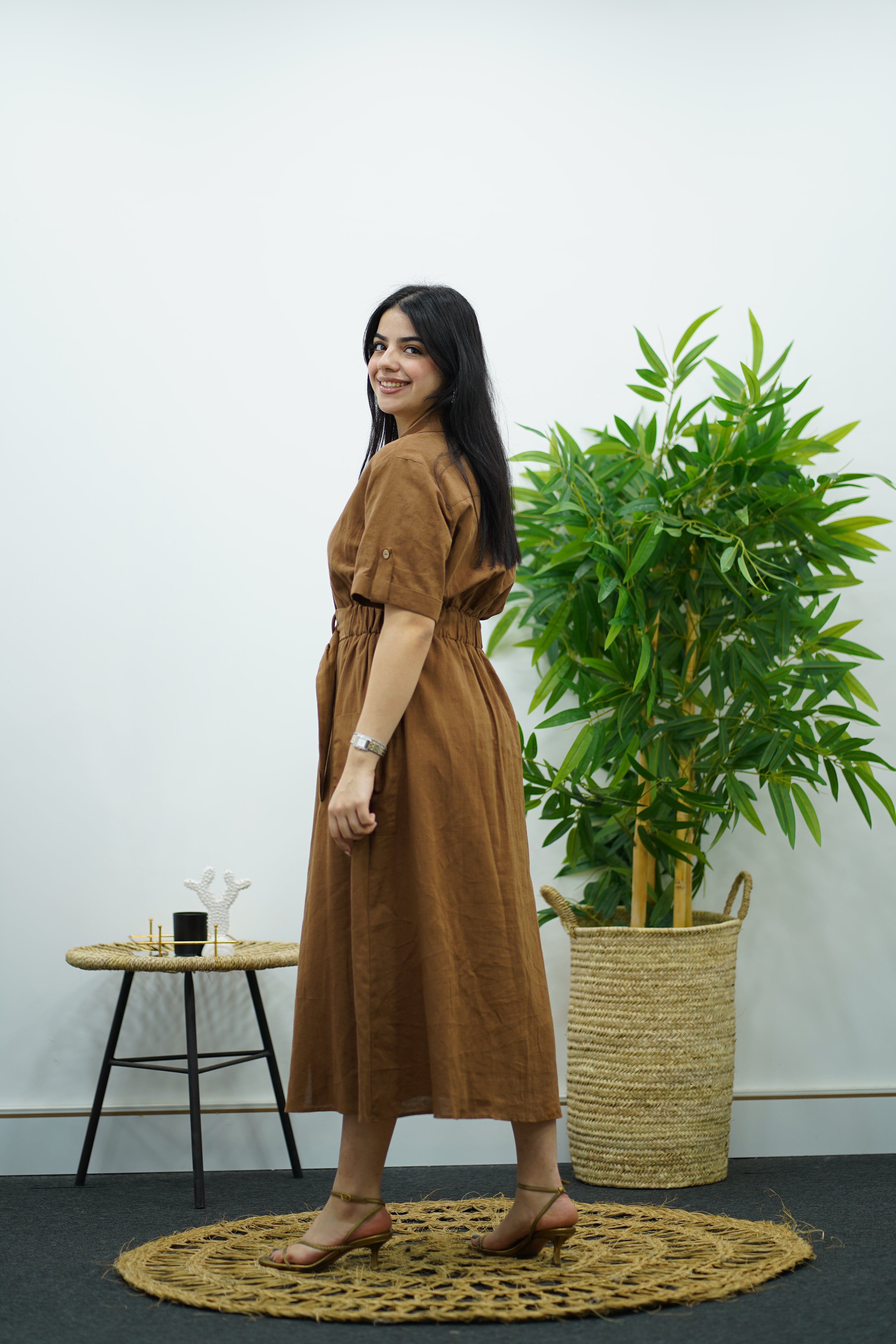 Robe En Lin - Camel