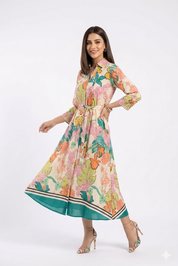 Robe Florale avec Ceinture – Élégance Naturelle