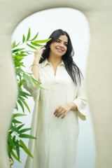 Robe Gandoura en crêpe - Blanc cassé