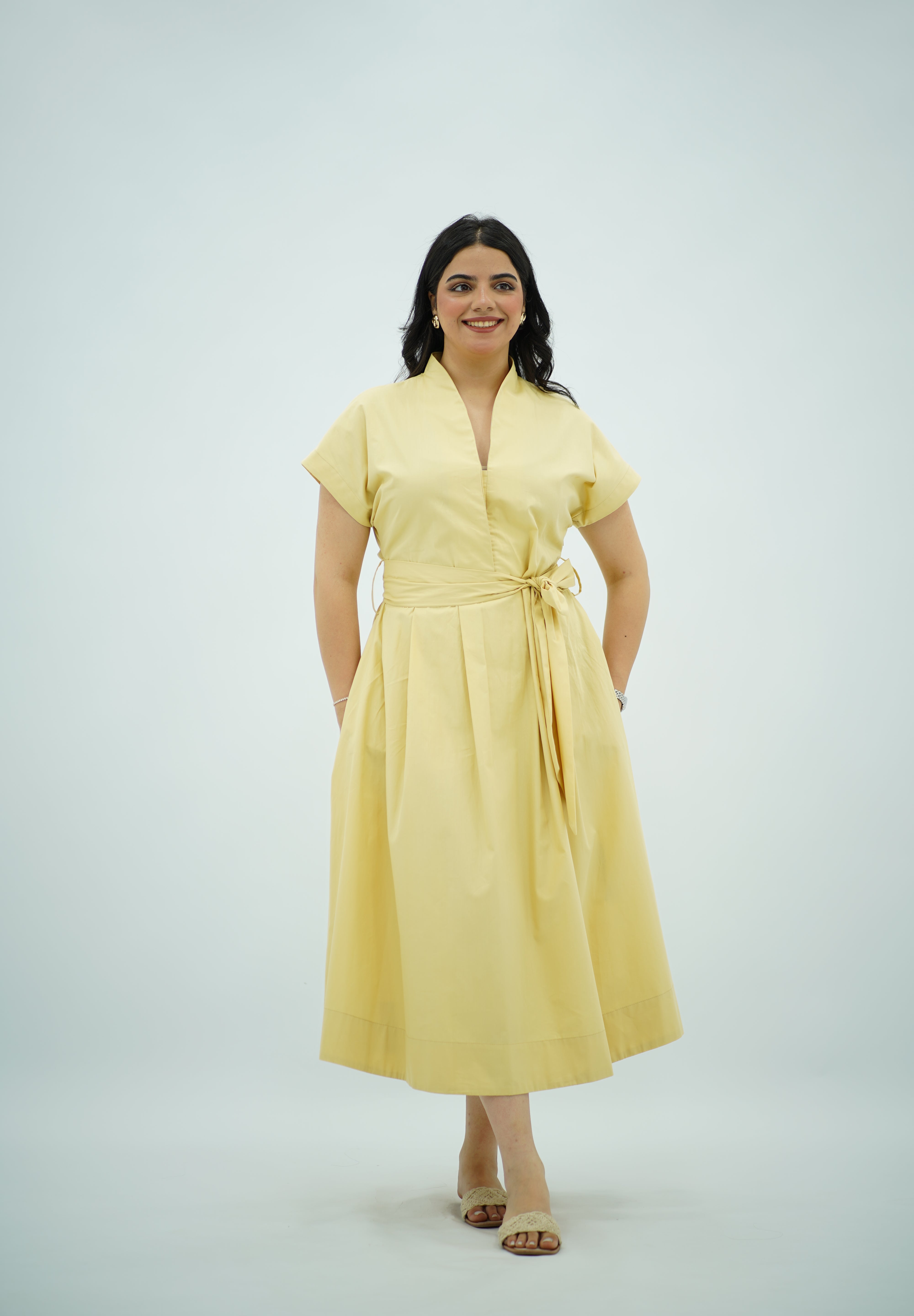Robe en Popeline Jaune pastel