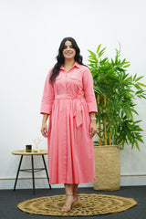 Robe ceinturée – Rose poudré élégant