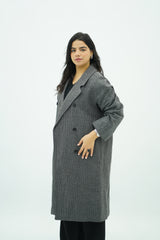 Manteau Gris oversize pied de poule