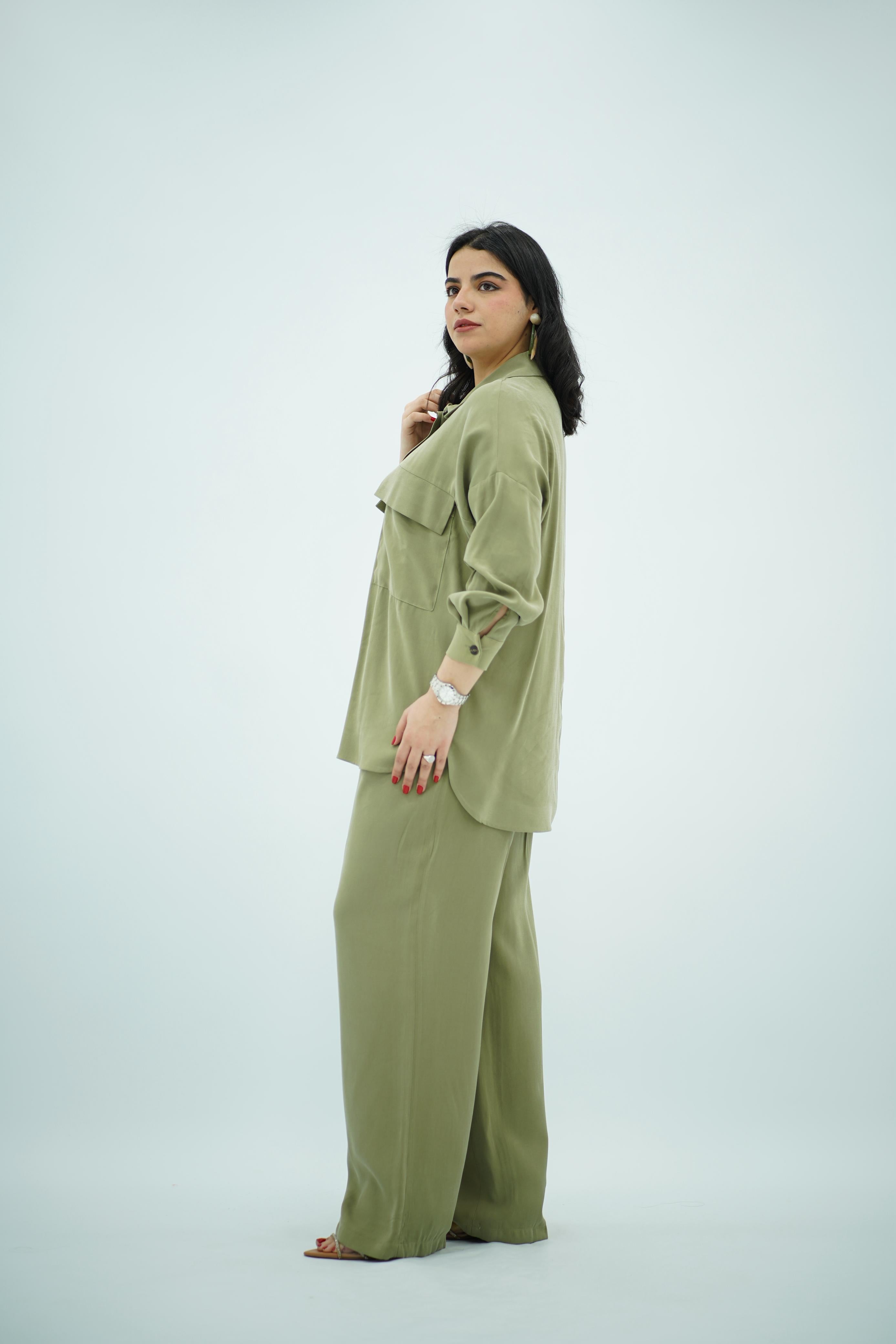 Ensemble Kaki En Tencel