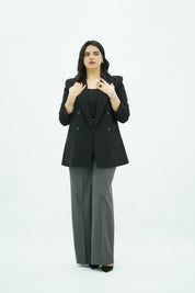 Blazer Noir Intemporel à Double Boutonnage