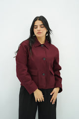 Trench Court Bordeaux à Boutons Noirs
