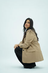 Veste en similicuir beige