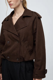 Trench Style Cropped Marron chocolat