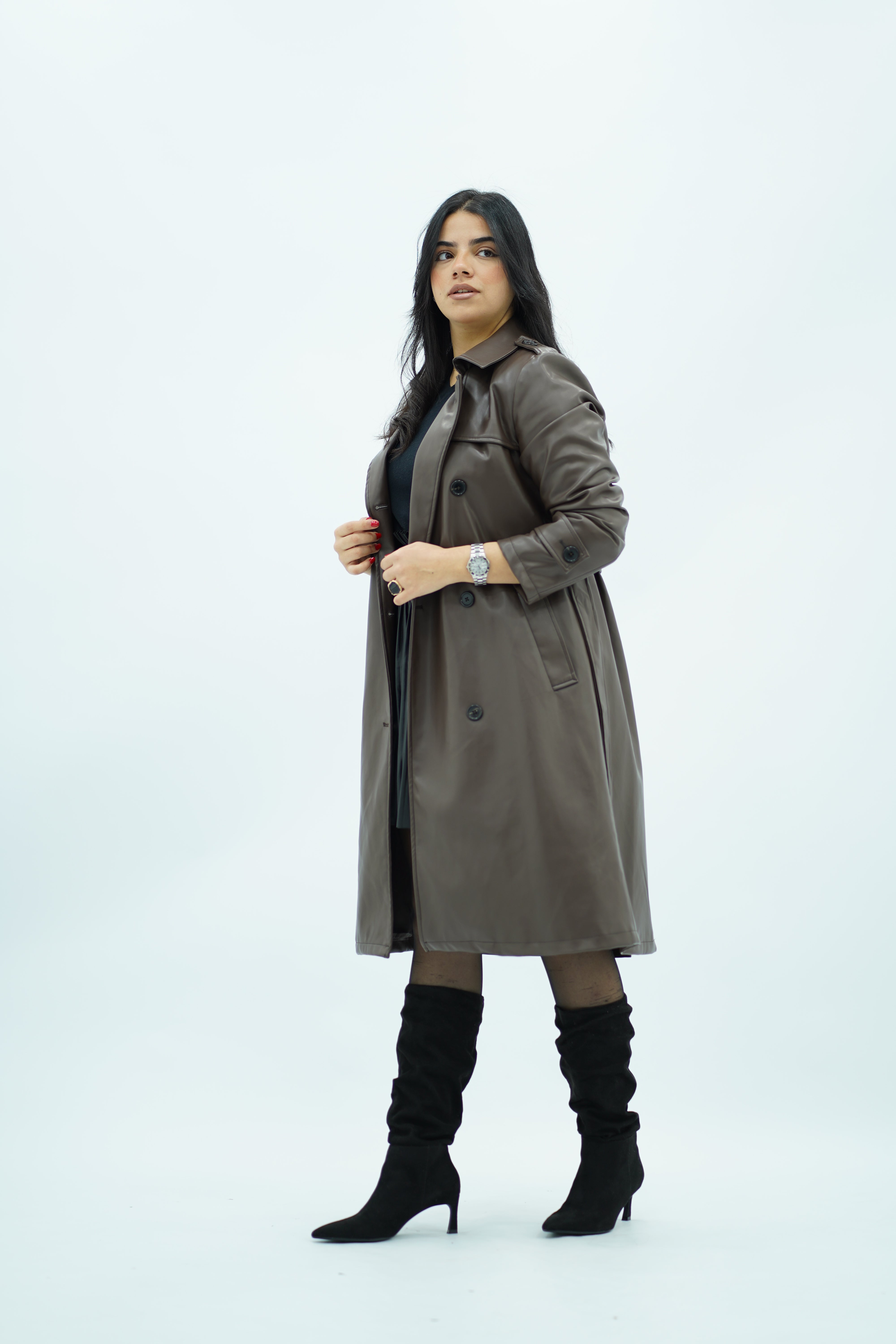 Trench-coat Élégant en Similicuir