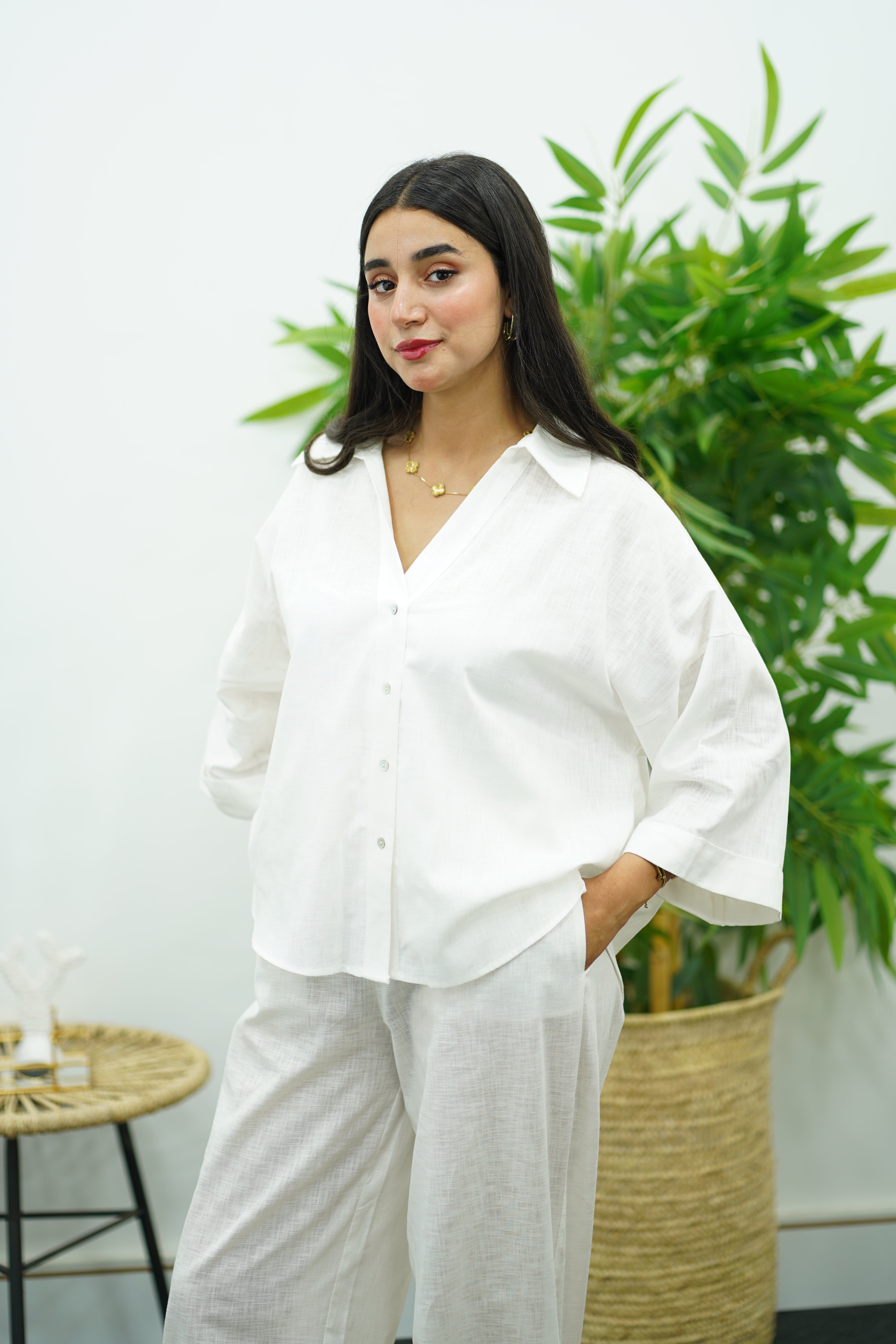Ensemble en lin blanc