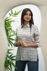 Chemise bleu ciel imprimé