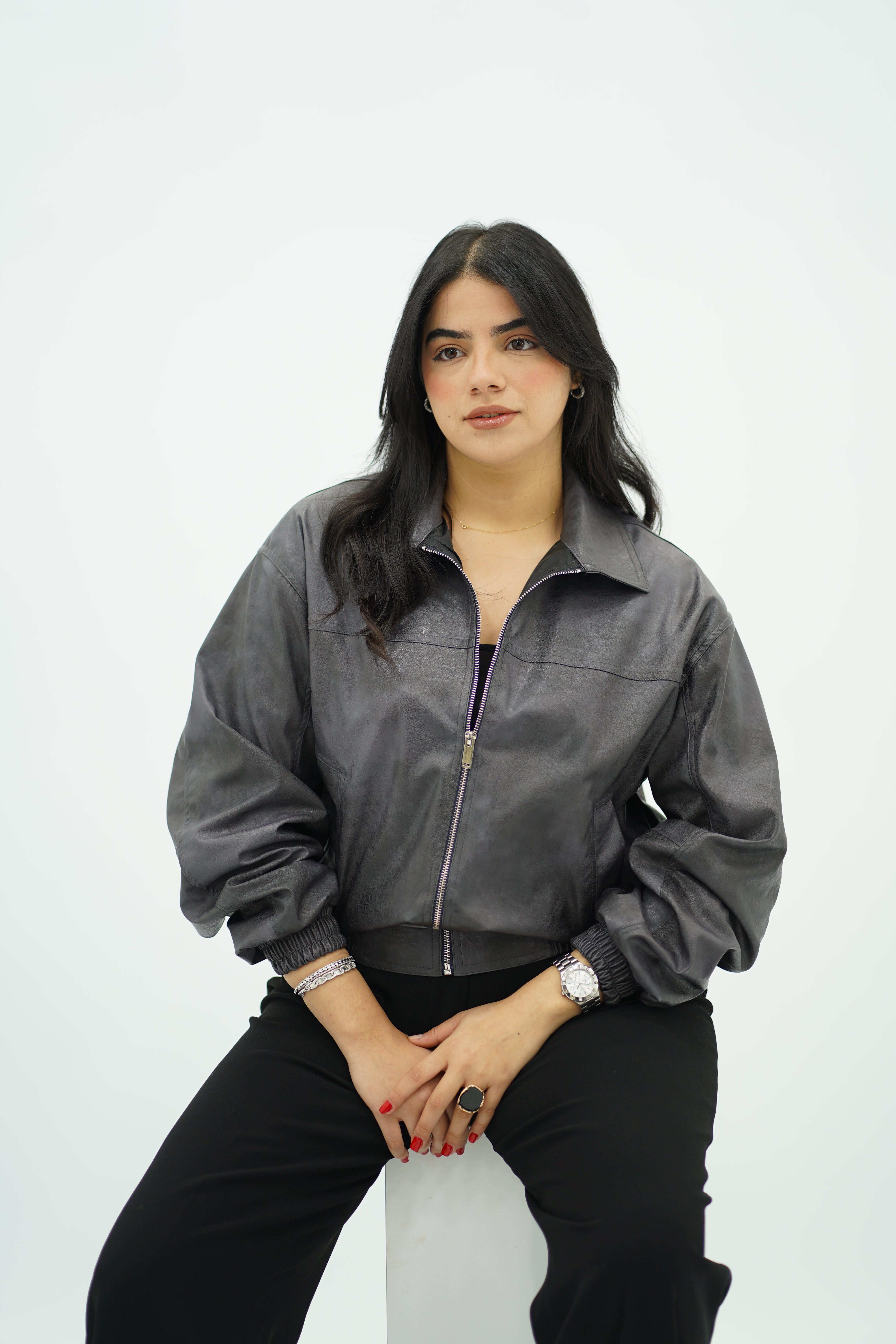 Bomber Gris en similicuir 🩶