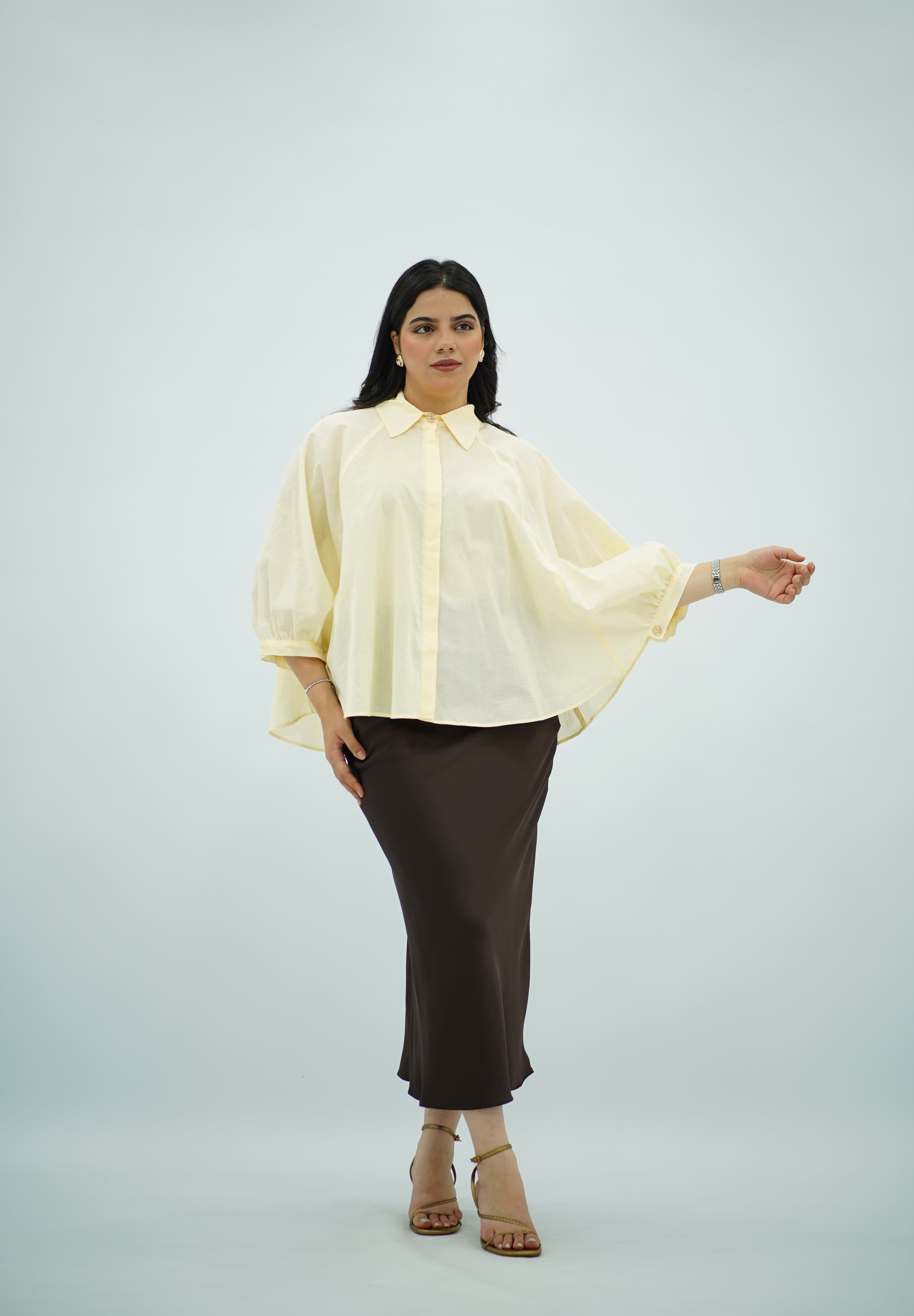 Chemise en popeline Jaune banane