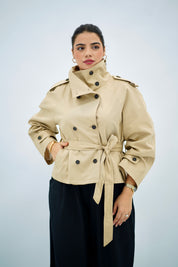 Trench beige à col montant