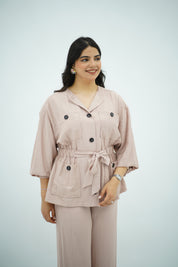 Ensemble fluide ceinturé Rose poudré