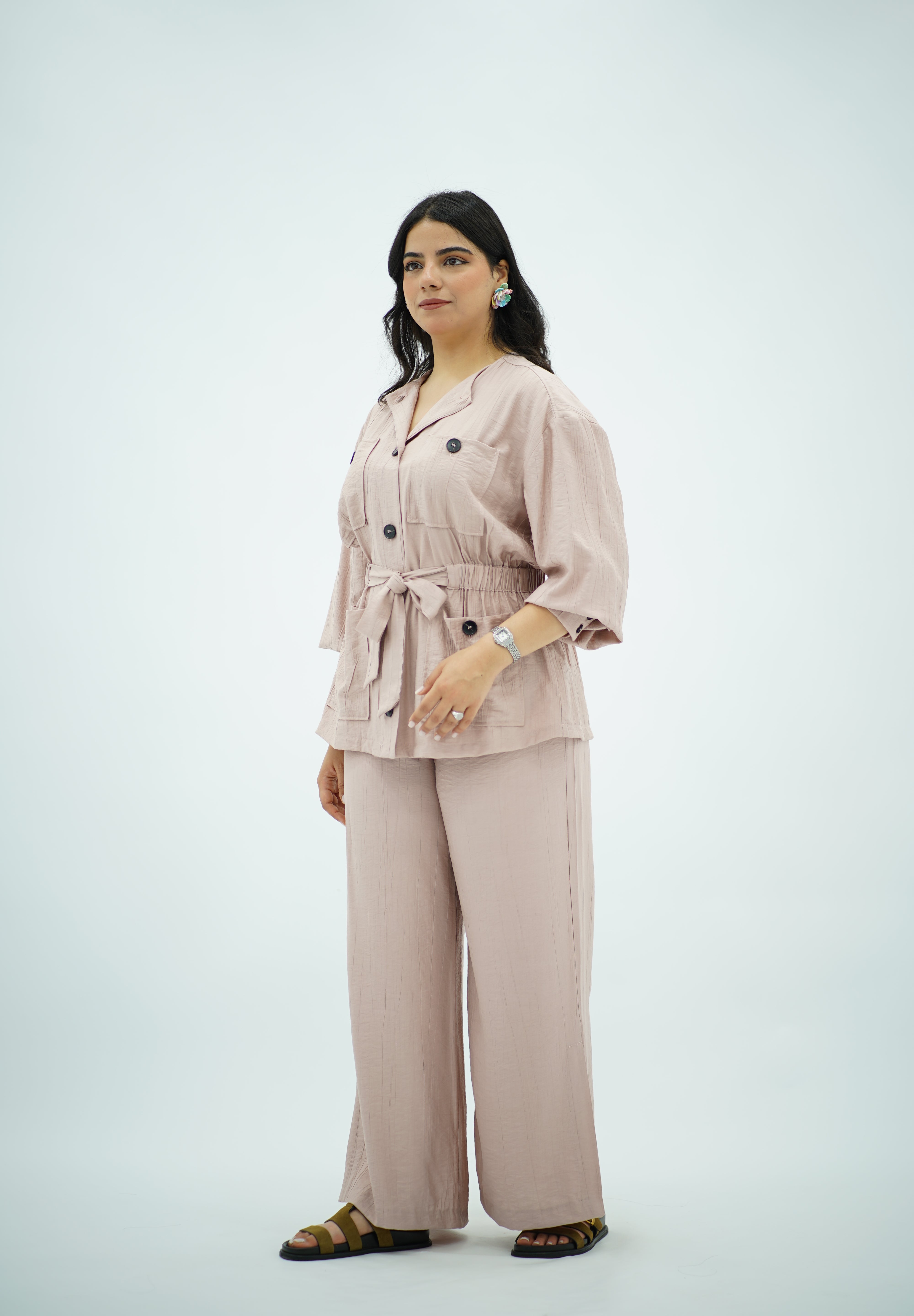 Ensemble fluide ceinturé Rose poudré