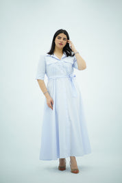 Robe Longue Chemise Bleu Ciel
