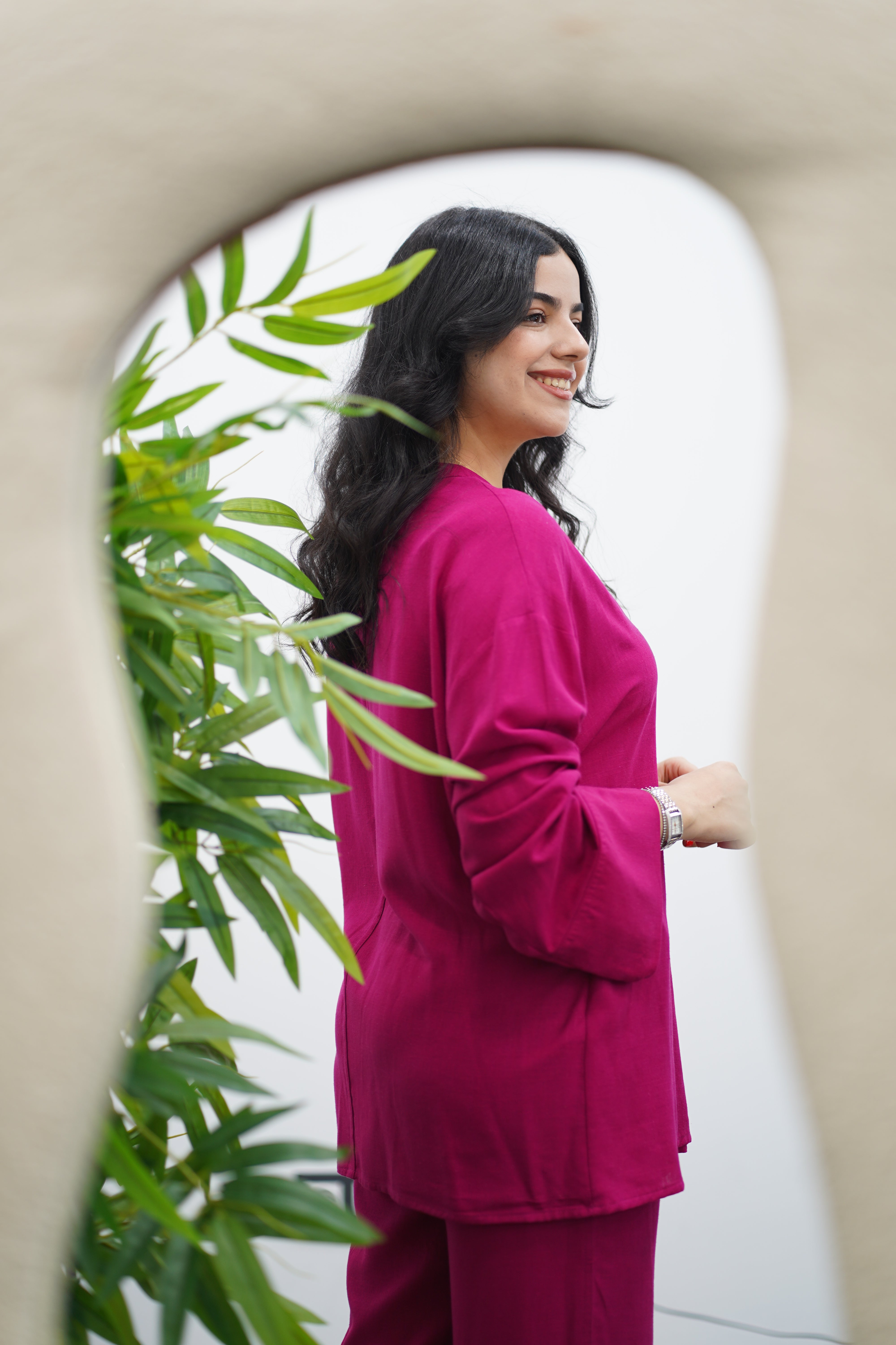 Ensemble en Lin - Rose Fuchsia