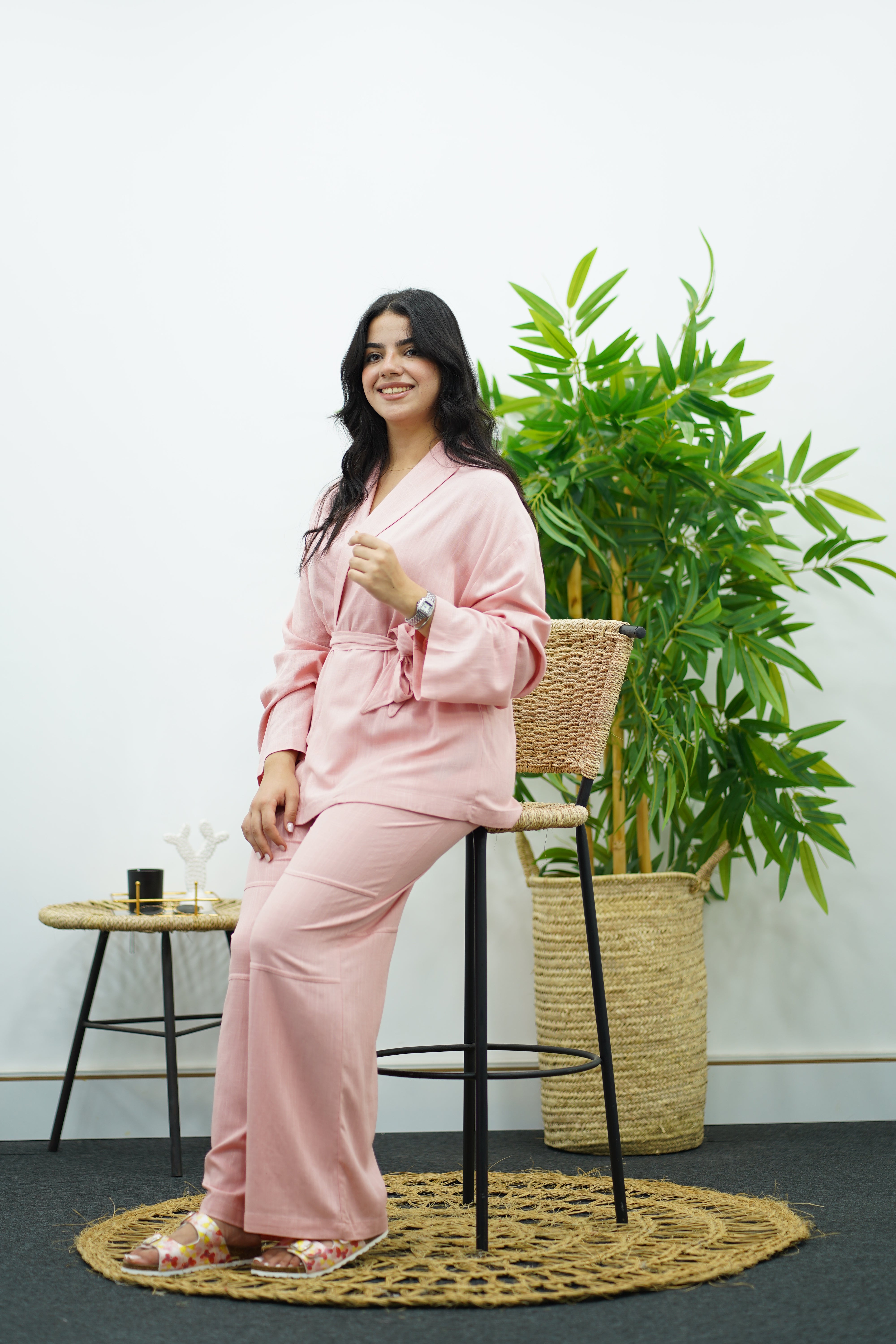 Ensemble fluide En lin style kimono