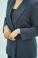 Veste blazer bleu rayée chic