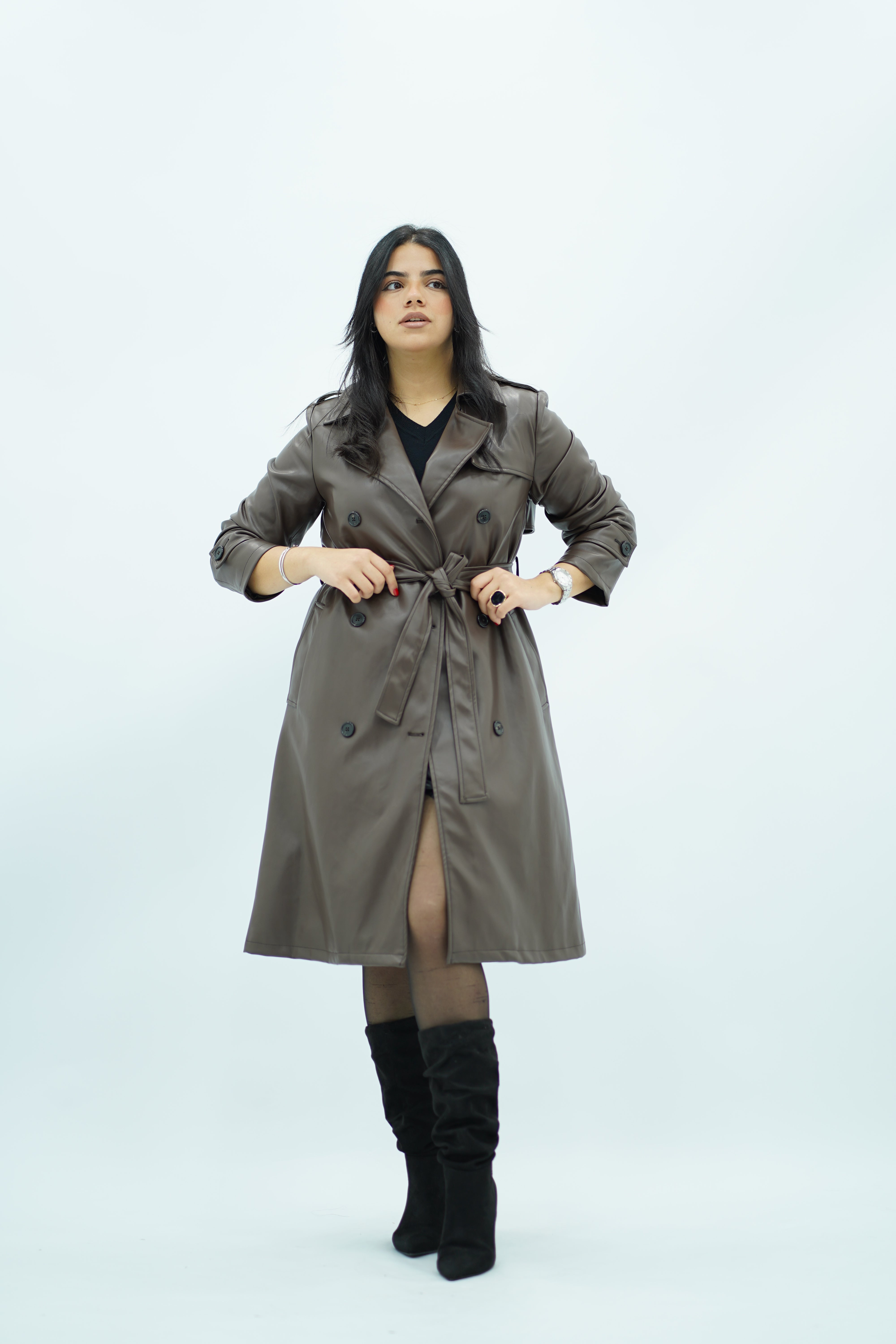 Trench-coat Élégant en Similicuir