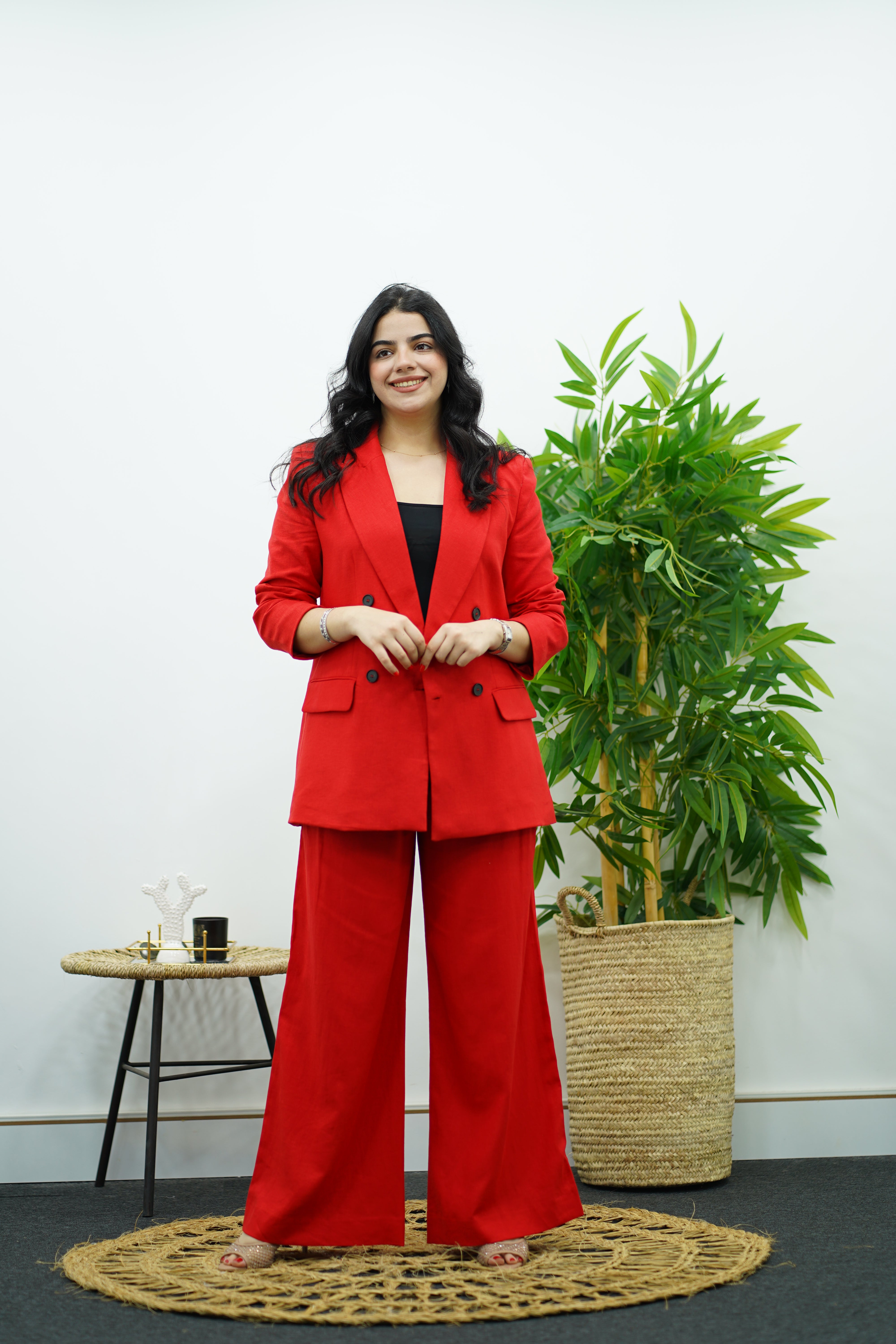 Tailleur en Lin - Rouge