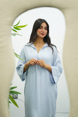 Robe Gandoura En crêpe- Bleu ciel