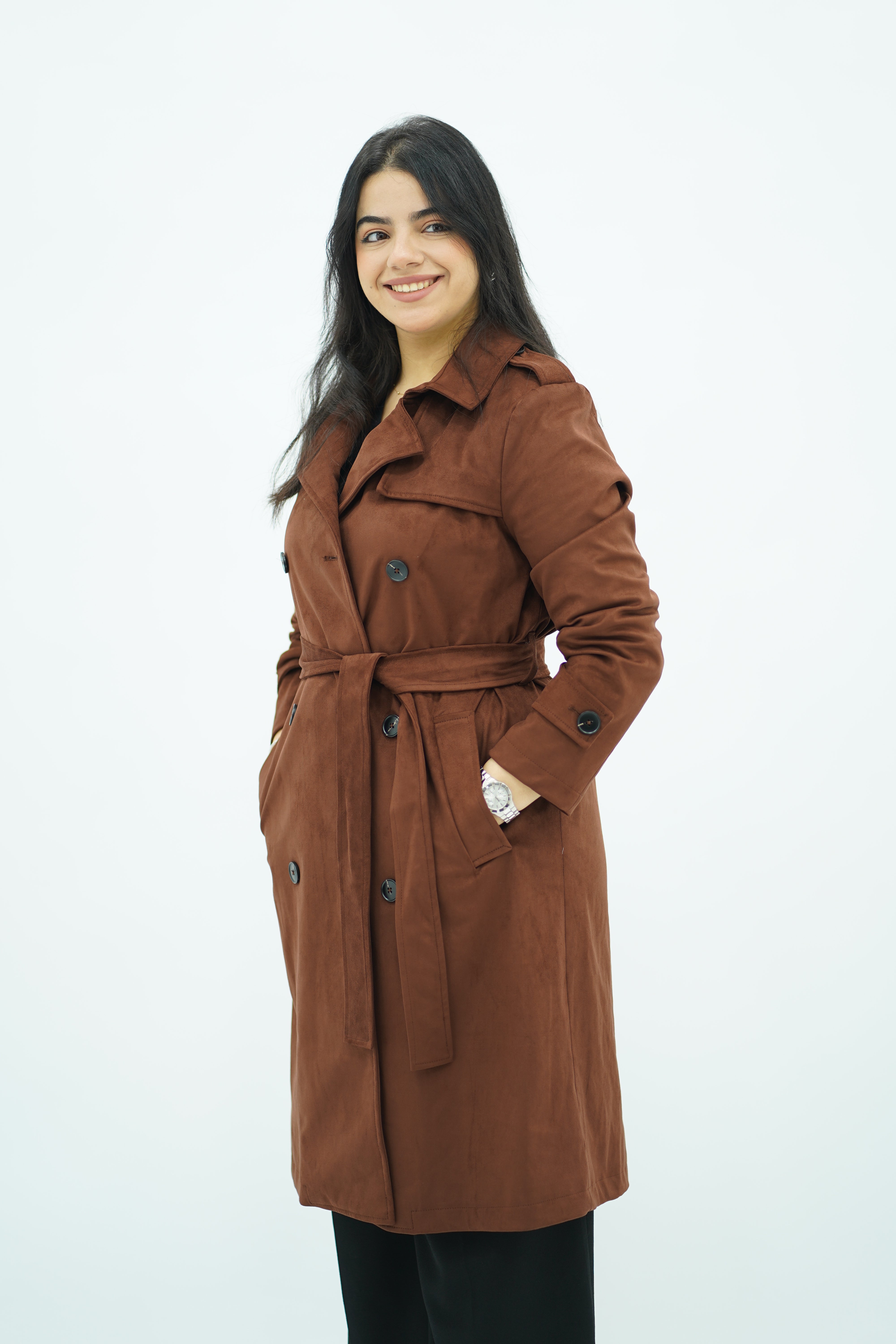 Trench Mi-Long en faux daim