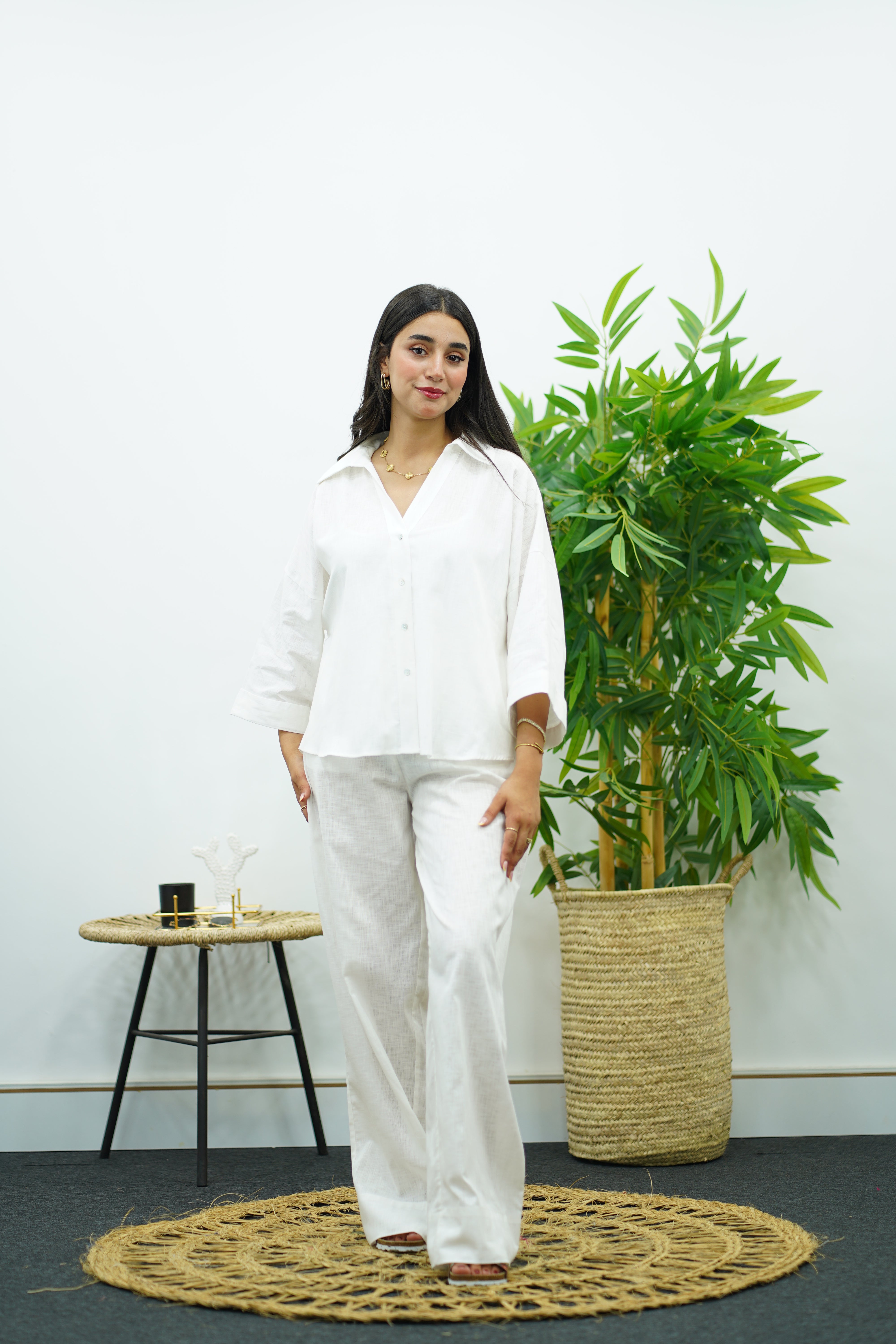 Ensemble en lin blanc