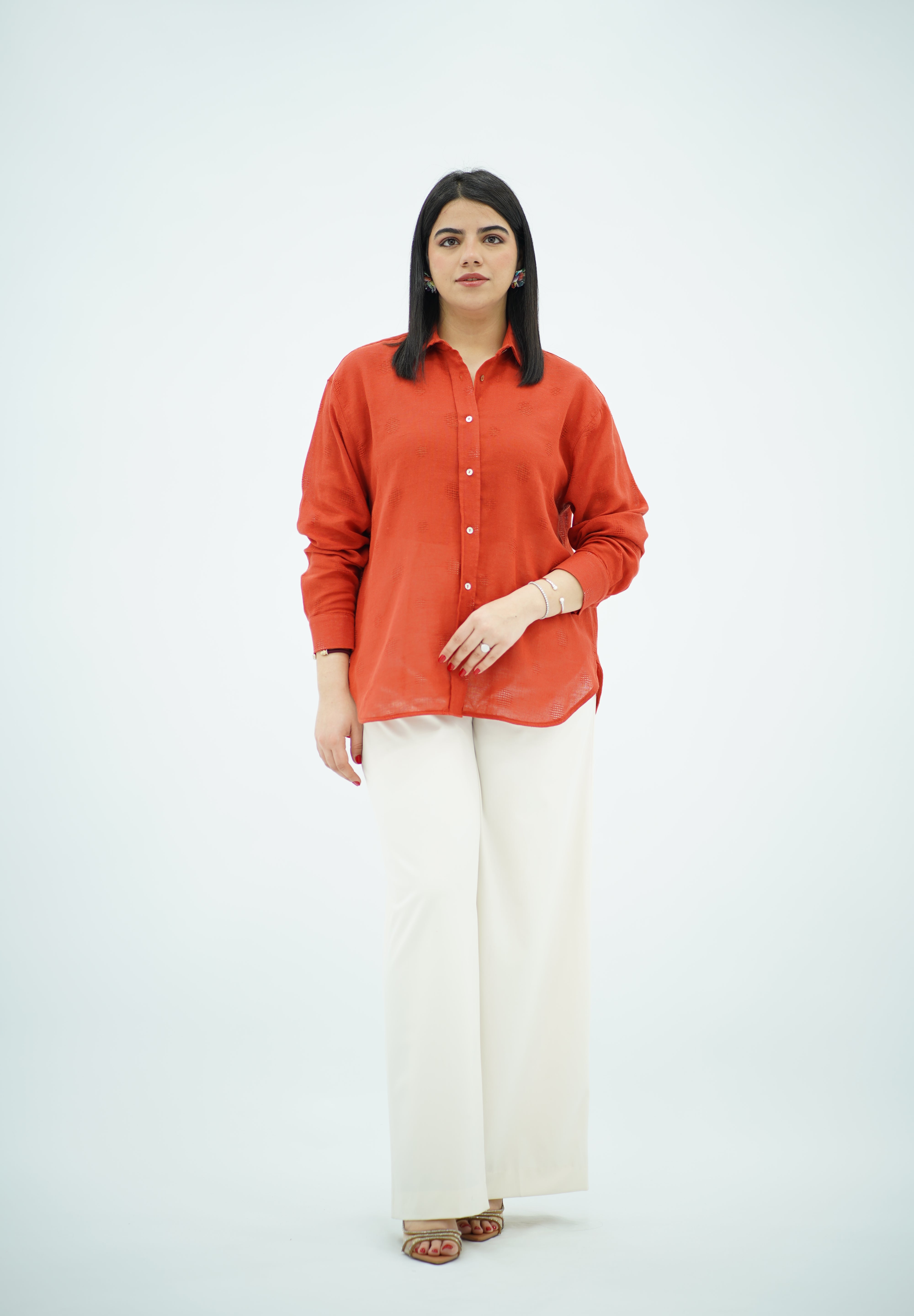 Chemise en lin - Rouge brique